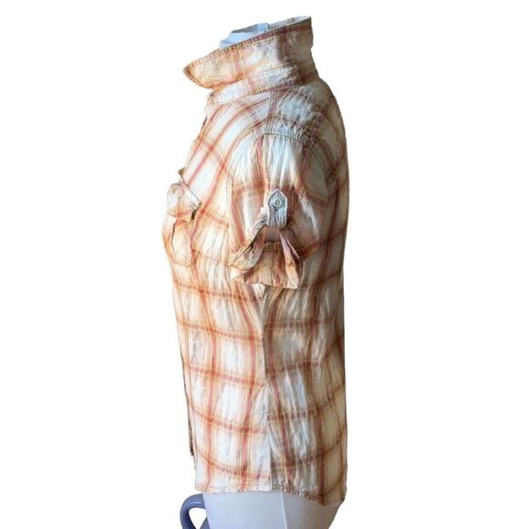 Carhartt Plaid Short Sleeve Button Up, XS. Pink/cream/khaki. Textured gorpcore - Picture 14 of 16